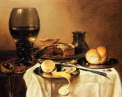 彼得 克莱兹 : Breakfast Still Life With Roemer, Meat Pie, Lemon And Bread